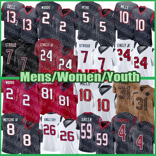 Maglie da calcio Christian Harris 24 Derek Stingley Jr. 7 CJ Stroud 31 Dameon Pierce Robert Woods Davis Mills Jalen Pitre Tank Dell John Metchie III Kenyon Green