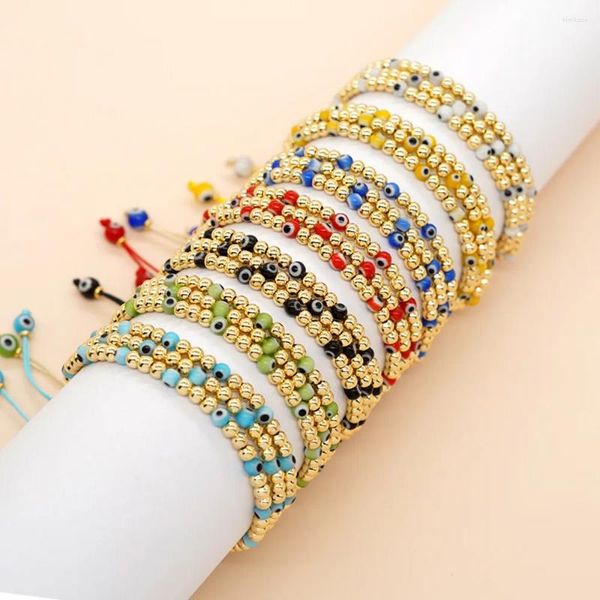 Strand go2boho in stile barocco europeo in stile barocco a 3 cerchio per tallone rame a colore misto di vetro del diavolo multistrato multistrato bracciale gemello