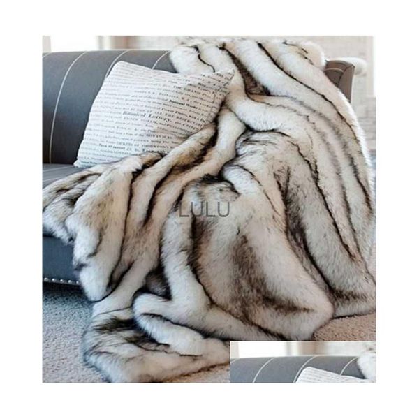 Battaniye sahte kürk battaniye üst düzey imitasyon tavşan yatak yatak ekose kanepe er ev dekor oturma odası yatak odası damla teslimat dhr84