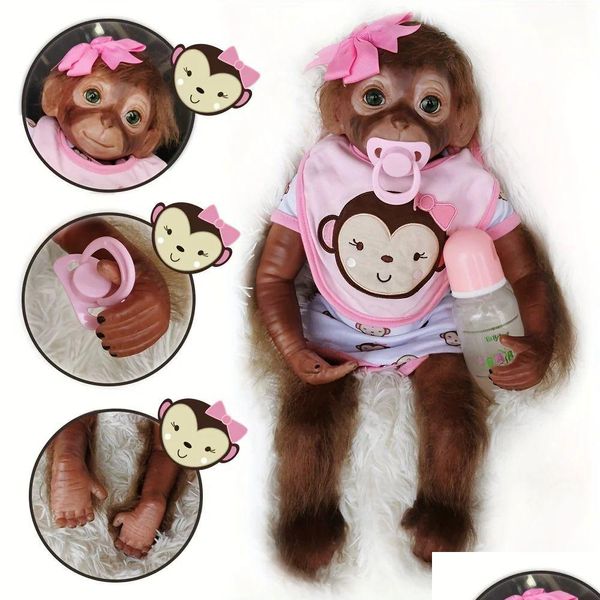 Bebekler Otardolls 20 Monkey Reborn Yumuşak Dokunuş İle El Yapımı Sevimli Bebek Çocuklar İçin Doğum Günü 231130 Damla Teslimat T DHXUJ