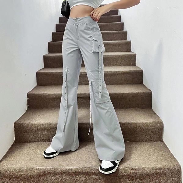 Pantaloni da donna tendenza stradale femmina moda hip-hop in stile ad alta cintura galleggiante a cintura micro lah lavoro casual