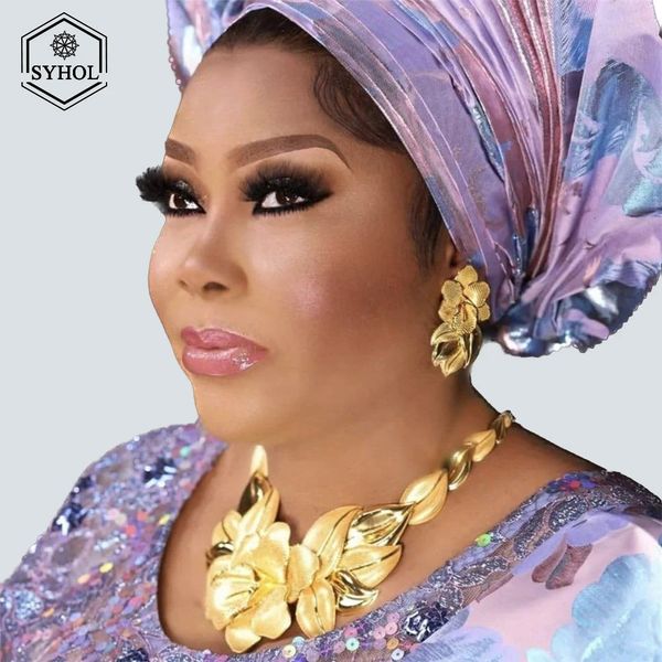 Orecchini collana da donna anello gioielli bracciale set bocciolo in oro oro lusso Nigeria Dubai 231221