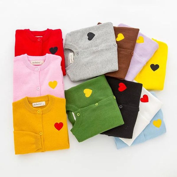 Cardigan Gioca ai bambini carini cardigan da ragazzi i maglioni da ragazza per bambini ricami amini di amore per gli occhi vestiti bambini casual giallo cardigan in stile bambini de