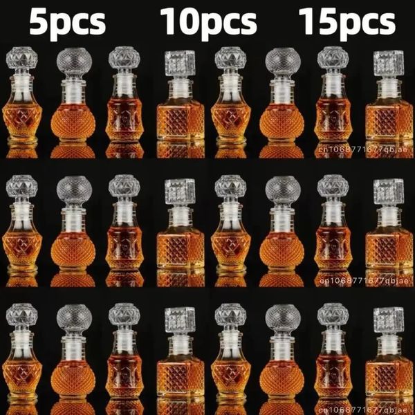 5 10 15 PCs Whisky Liquor Bottle 50ml Cute Glass Dispenser Mini Alcool Convidado Presente Decanter Pote de Vinho S Conjunto 231222