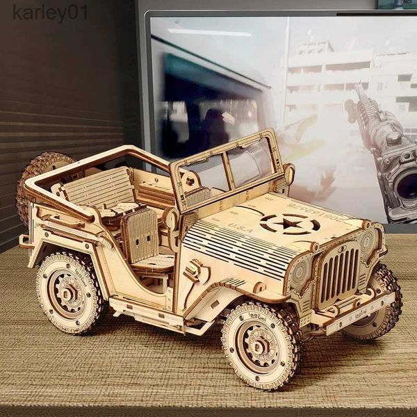 3D -Rätsel Hochqualität 3D Holz Puzzle -Auto -Modell Jigs Jeep Toys for Kids Erwachsene Geburtstagsgeschenk YQ231222