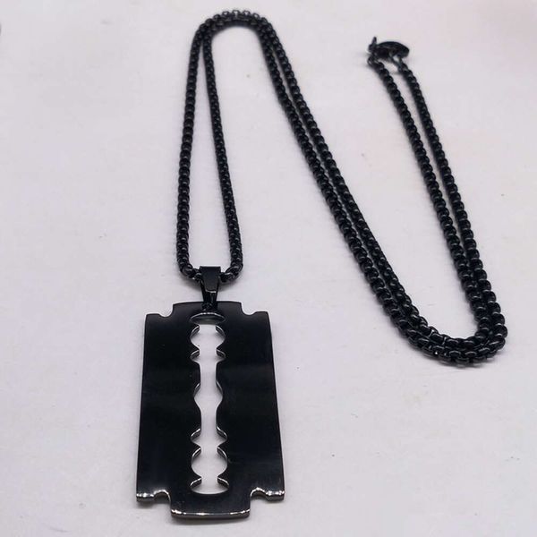 Gothic Blade Rasierer Anhänger Halsketten für Männer Edelstahl Schwarz Silber Gold Farbe Goth Popcorn Kette Halskette Ästhetischer Schmuck Collier Homme Bijoux Großhandel