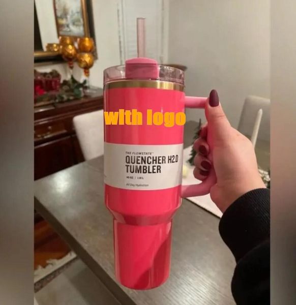 Pembe Geçit Töreni 40oz Söndürücü H2.0 Kupa Kupaları Kamp Seyahat Araba Kupası Tumblers Silikonlu Silikonlu Tutarla Sevgililer Günü Hediyesi 1: 1 Aynı Logo DHL Denizcilik B1222