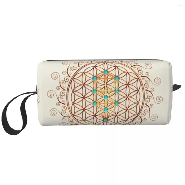 Bolsas de cosméticos Flor da vida Bolsa de maquiagem Mulheres Organizador de viagens Moda Sephiroth Geometria sagrada Mandala armazenamento higiene pessoal