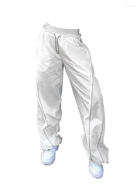 Женские брюки 2023 Американская высокая талия леггинсы Hip Hop Jaz Dance Dance Casual Wise Sports White