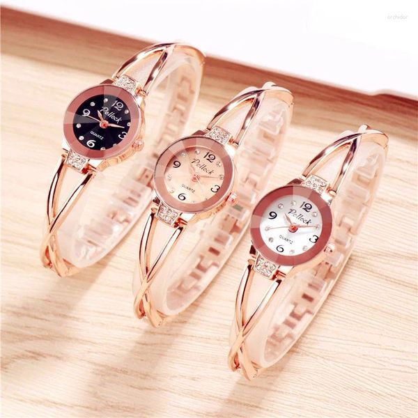 Relógios de pulso uthai w06 relógio feminino feminino shinestone metal band bracelete estudante feminina moda quartzo acessórios