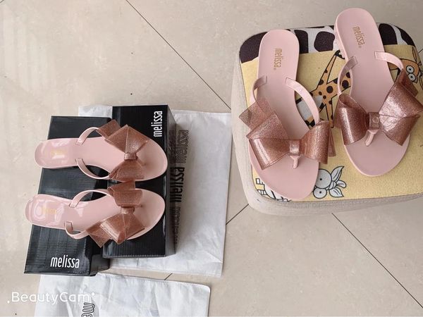 Flops heiße neue Melissa Women Jelly Schuhe Bow Beach Slipper Damen übergroß