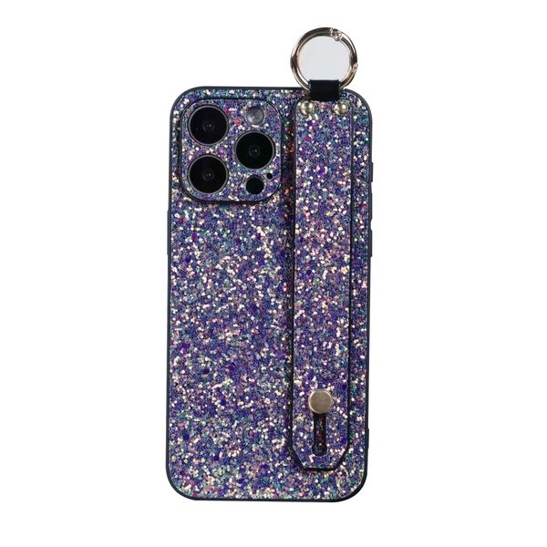 Caixa de telefone de suporte de pulseira de diamante de luxo para iPhone 15 Pro Max 14 13 12 11 Tampa traseira glitter Anti -Drop à prova de choque