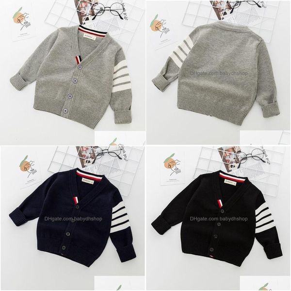 Strickjacke Kinder gestreift Strickpullover Herbst Winter Boy Girl Plover Kinder weiche Kleidung Jungen Outfit Kleidung 221128 Drop del dh8gk