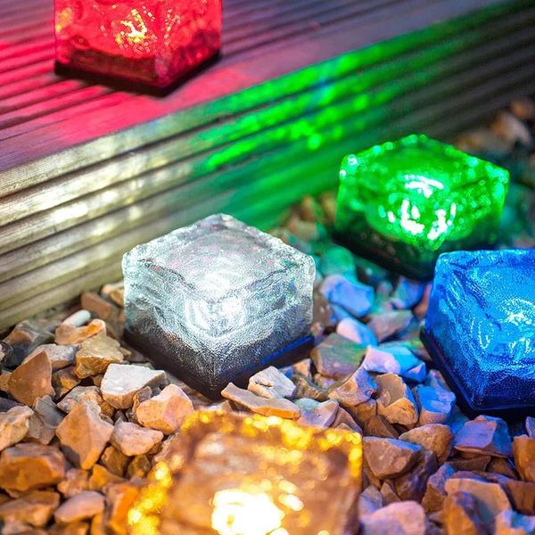 Lampen LED unterirdische Lampen vergraben Lampe Deck IP68 Pfad hell weiß blau RGB Solar Backstein Ice Cube Pfad Eingebrauchtes Bodenleuchten im Freien Außenwate