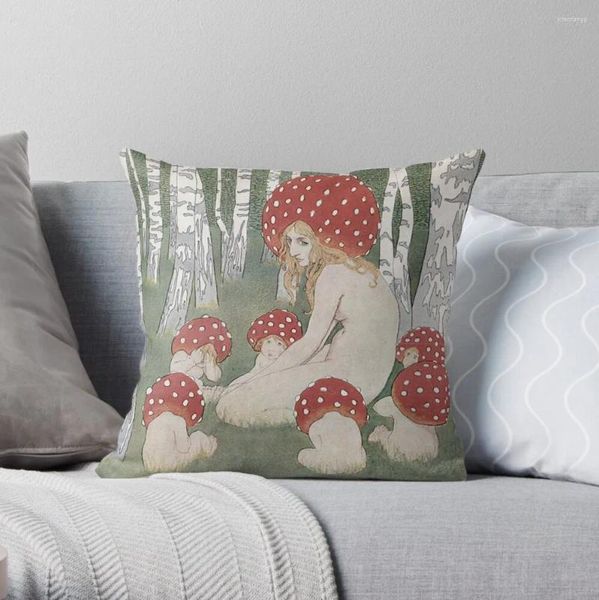 Pillow Mother Mushroom com seus filhos - Edward Okun lançar capa de luxo