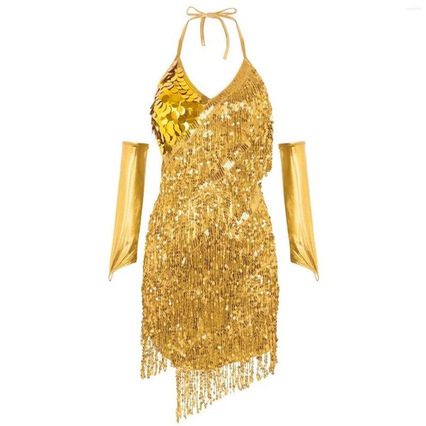 Повседневные платья женская кисточка с блестками латинская танцевальная одежда Mardi Gras Part