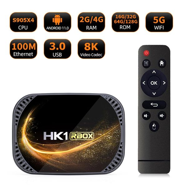 Amlogic S905x4 Android 110 HK1 Rbox X4S LAN 100M 8K TV Box 4GB 32GB 64GB 128GB 24G 5G Двойной бренд WiFi BT4 MEIDA Player5045686