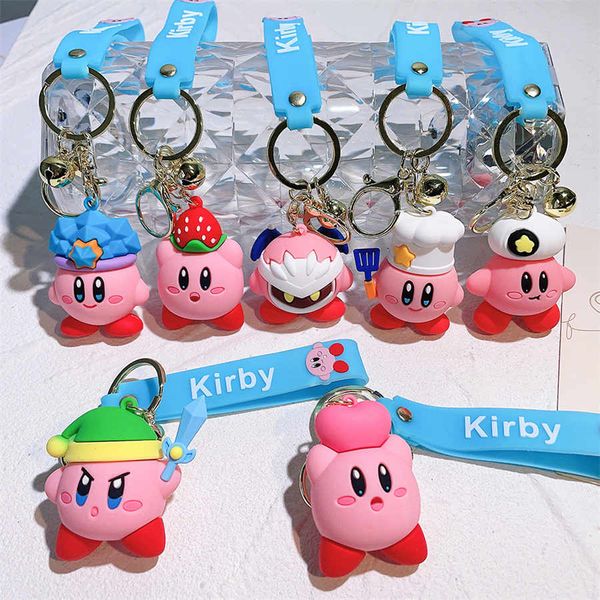 PVC Cartoon Star Kabi Metal Keychain Red Erdbeer Liebesanhänger süßer Bag Keyring Kirby Keychain