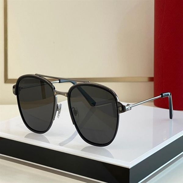 Polizei Brillen Original Herren Quadratmodelle Pilot Sonnenbrille Santos de Gold plattiert gebürstete Platin-Zwei-Tone Metall HD Echte Größe 285 V