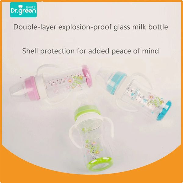 Dr.Green Wide Mund Flasche geborene Babyflasche Explosionssicheres und tropfensicheres Glas 180 ml/220 ml Waschablöse 231222