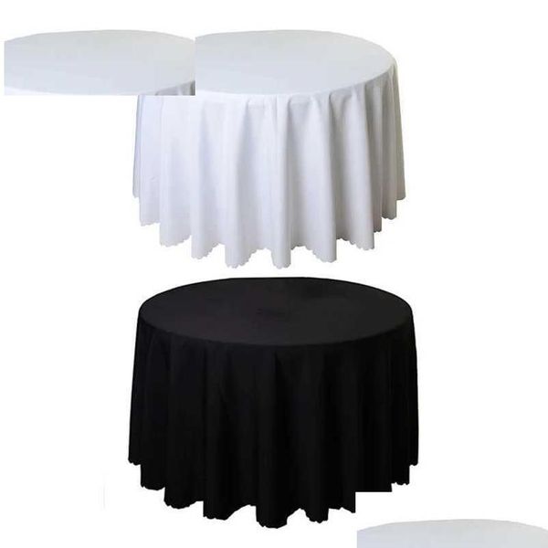 Masa bezi 10pcs polyester yuvarlak beyaz masa örtüsü düğün için el ve kaplama tapetes nappe mariage desen dağıtım ev bahçe tekstilleri dhl9u