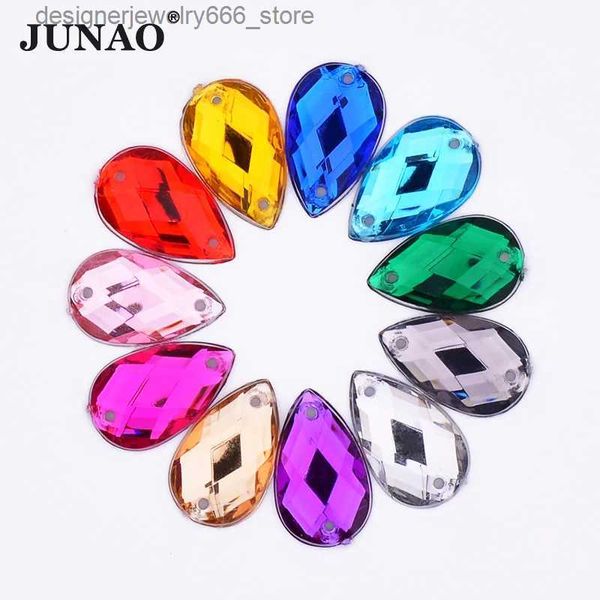 Pietre preziose sciolte junao 0pcs 8*13mm cucire su gocce colorate Applique Rhinestone Applique Flatback Acrilico Strass Diamond Crystal Crystal Stone Crafts Q231222