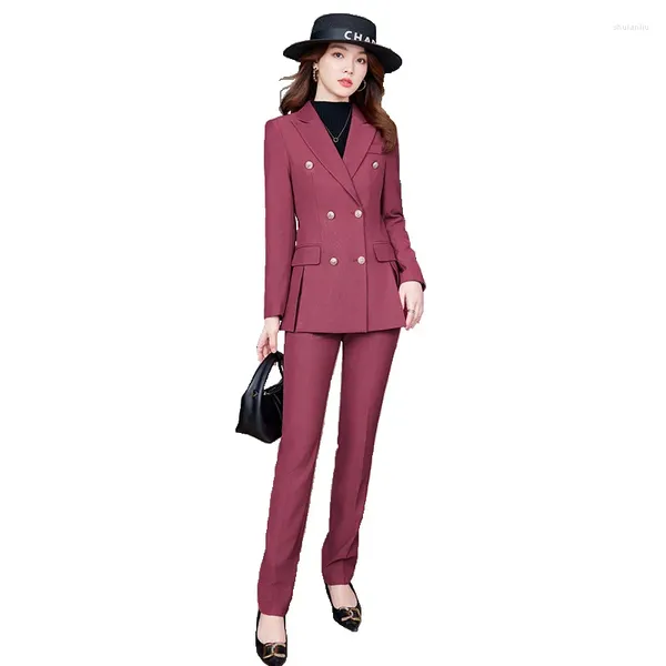 Calças de duas peças femininas Moda Ladies Pant Suit Formal Women Office Business Work Use Blazer e Trouser Professional Blazers femininos