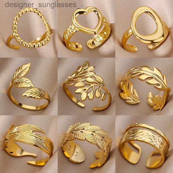 Band Ringe 316L Edelstahl Ringe für Frauen Vintage Vergoldet Geometrische Ring Weiblich Männlich Luxus Schmuck Zubehör Kostenloser Versand 231222