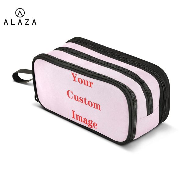 Taschen Neue Polyester Doppelschicht Bleistiftkoffer großer Kapazität Schule Schüler Kinder Make -up Bag Pen Box Beutel Bleistift Beutel Stationery Supply