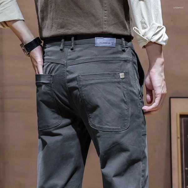 Pantaloni da uomo abbigliamento marchio lavoro carico 97% in cotone solido colorare indossare jogger corean kaki grigi pantaloni casual maschio oversize 38 40