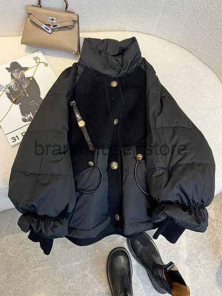 Kadınlar Down Parkas Pamuk Yastıklı Ceket Kadınlar Sıradan Gevşek Siyah Kat Kış Büyük Boy Kalın Sıcak Parkas Lady Moda Süper Sıcak Stand Yakalı Ceket J231222