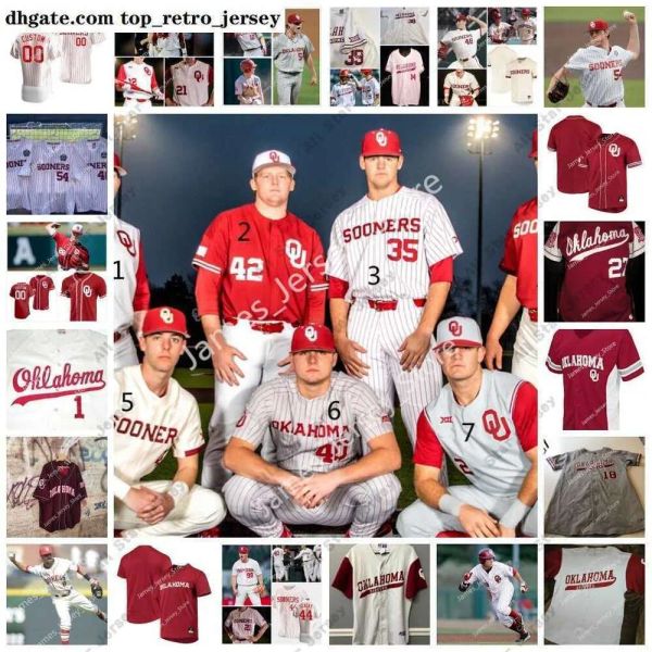 College Baseball usa Oklahoma OU Stitched College Baseball Jersey 54 Jake Bennett 43 Jason Ruffcorn 42 Carson Carter 32 Luke Taggart 23 Ja