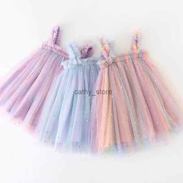 Abiti da ragazza per bambini abito da ragazza principessa Bambino arcobaleno costume per bambini abiti senza maniche estate.