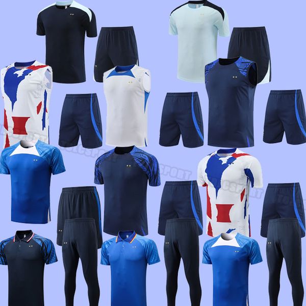 2024 MAillots de Fußball Französisches Fußballtrikot 2023 Benzema Mbappe Griezmann Pogba 24 23 Francia Kimpembe Fekir Kante Shirt Uniform Kurzarm Training Polo Weste