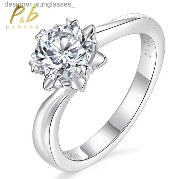 Anéis de banda Pubang jóias finas brilhantes 925 prata esterlina 8mm grau de noivado de casamento de diamante de diamante GRA MOISSANITA para mulheres Giftl2312222