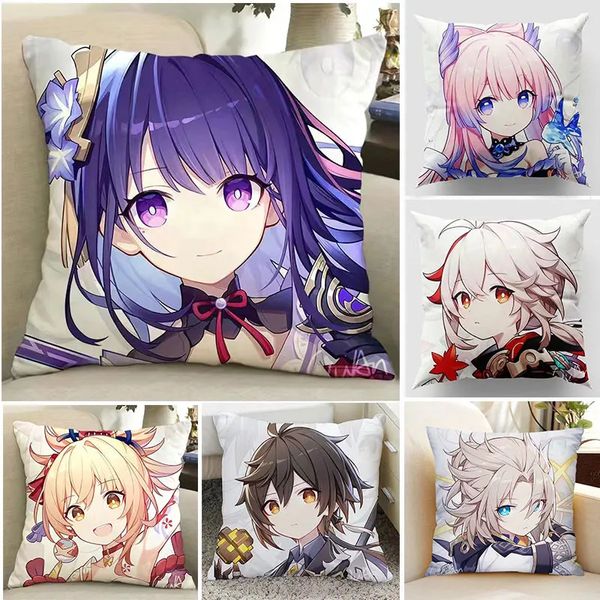 40 45 50 60 cm Polyester Kissenabdeckung Japan Anime Cartoon -Druckkissenbezug für Wohnkultur Wohnzimmer Custom Pillow Case 231221