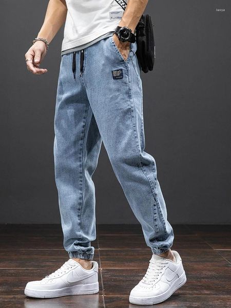 Jeans maschile blu blu cargo uomo streetwear jogger pantaloni battiti harem jean pantaloni plus size 6xl 7xl 8xl