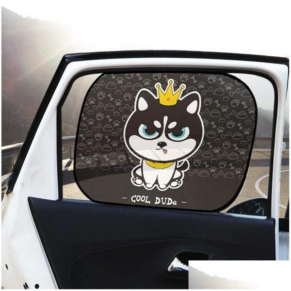 Auto Sonnenschutz 6/10/12inch 2pcs Cartoon Faltbares Sonnenschirme Fenster für hintere und Seitenwärmeschild schützen Baby Schatten Drop Lieferung Mobi Dhtly