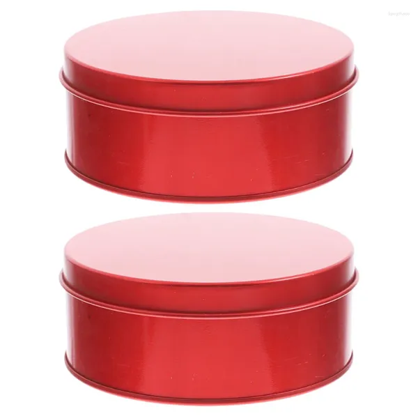 Garrafas de armazenamento 2 PCs latas de biscoito caixa de lata de cabine de açúcar jarros redondos metal pequeno com tampas de contêiner de organizador de folhas soltas