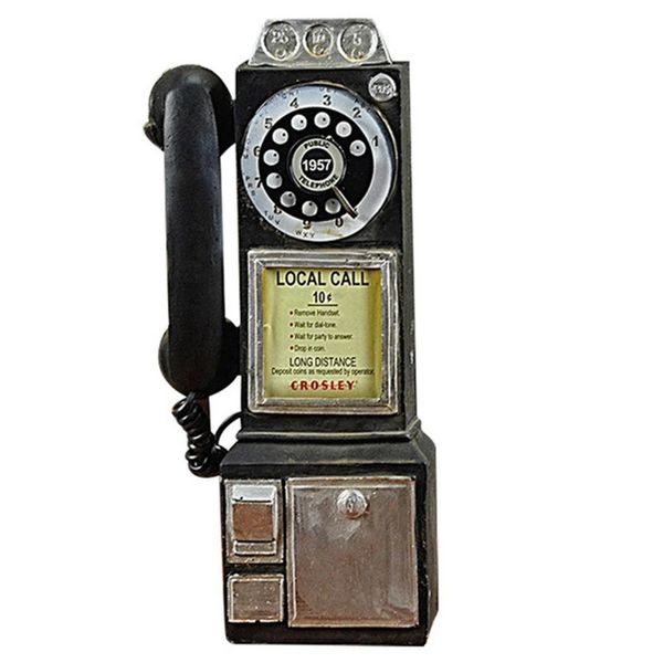 Decoração de casa Modelo de telefonia vintage Artesanato pendurado Ornamentos Retro Móveis para casa Fatuetas Telefone Miniatura Decoração Presente 231222