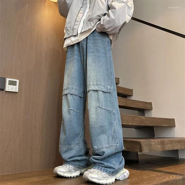 Jeans maschile 2024 pantaloni in denim sciolti abbigliamento gamba maschio di grandi dimensioni coreane stradali indossano i pantaloni hip hop alla moda r34