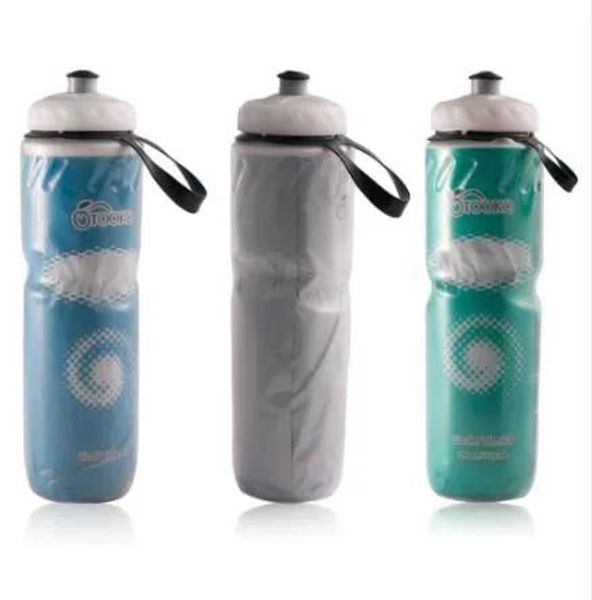 Gabbie da 710 ml di bottiglia per acqua isolata esterna portatile per biciclette ciclistica per biciclette sport tazza d'acqua bottiglia riciclabile da 24 once vendita calda da 24 once