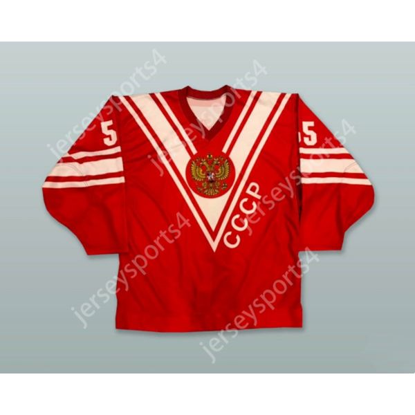 Custom Markov 55 CCCP Russia Red Hockey Jersey Новый верхний сшитый S-M-L-XL-XXL-3XL-4XL-5XL-6XL