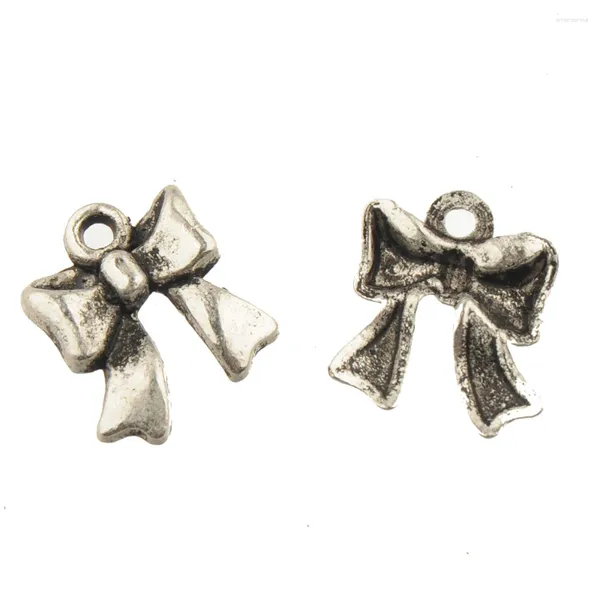 Charms 40pcs für Schmuckhandwerksarmbandohrringe Hängende Bowknot -Metallzubehör 17mm silberplattierte Juwelen DIY MACHEN BIBELOT