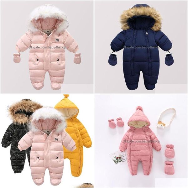 ROMPERS Winter Baby Jacke plus Veet Girl Snow-Proof Down Cotton Boy Strampler geborenes Kleinkind Jumpsuit Kleidung 221007 Drop Lieferung Kinder Dhaho