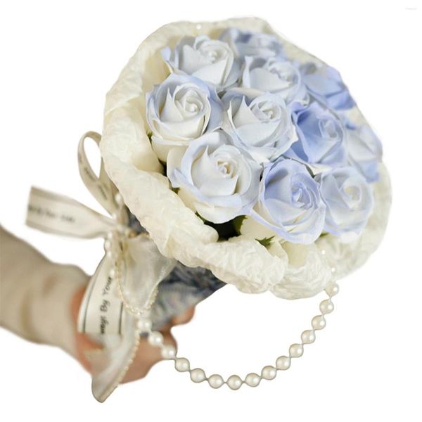 Dekorative Blumen künstliche Seife Blumeneis Eisbuße Rose Duft mit Perlenhänge Bad Geschenk für den Valentinstag Muttertag
