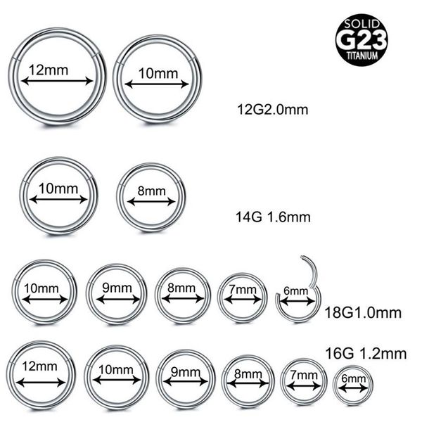 Pulsante della campana dell'ombelico anelli 10pc ASTM F136 CHICCHERCA PER PIERCING SETTO CHOOD NASE 12141618G20G NOSTRIL CACCHE SEGGI SEGGE ORECCHI 291F