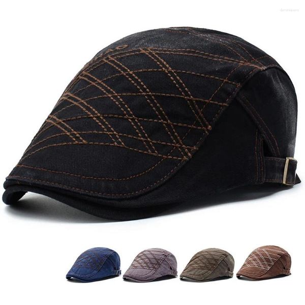 Berets Men Shats Spring и осень Sboy Caps для мужской джинсовой ткани 56-60 см. Регулируемые схемы шитья в стиле стиль в стиле 2023