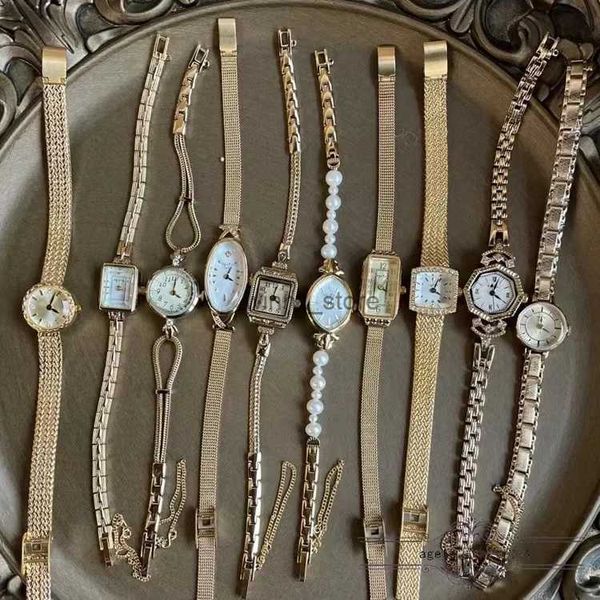 Altri orologi da donna in ottone placcata in oro 18k orologi per diamanti bracciale quarzo a quadrante piccolo quadrante di lusso di alta qualità per regalo vintagel231220