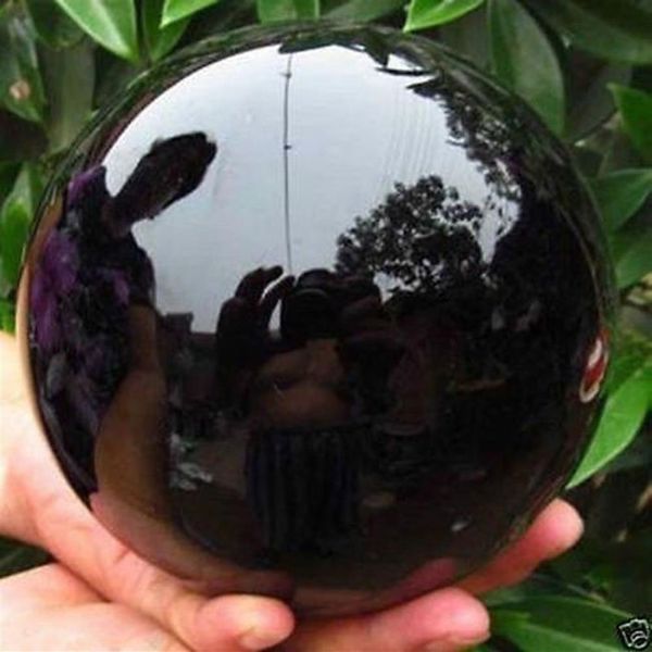 60mm NATURA BLACK BLACK Obsidian Sphere Crystal Ball Healing Ball3079
